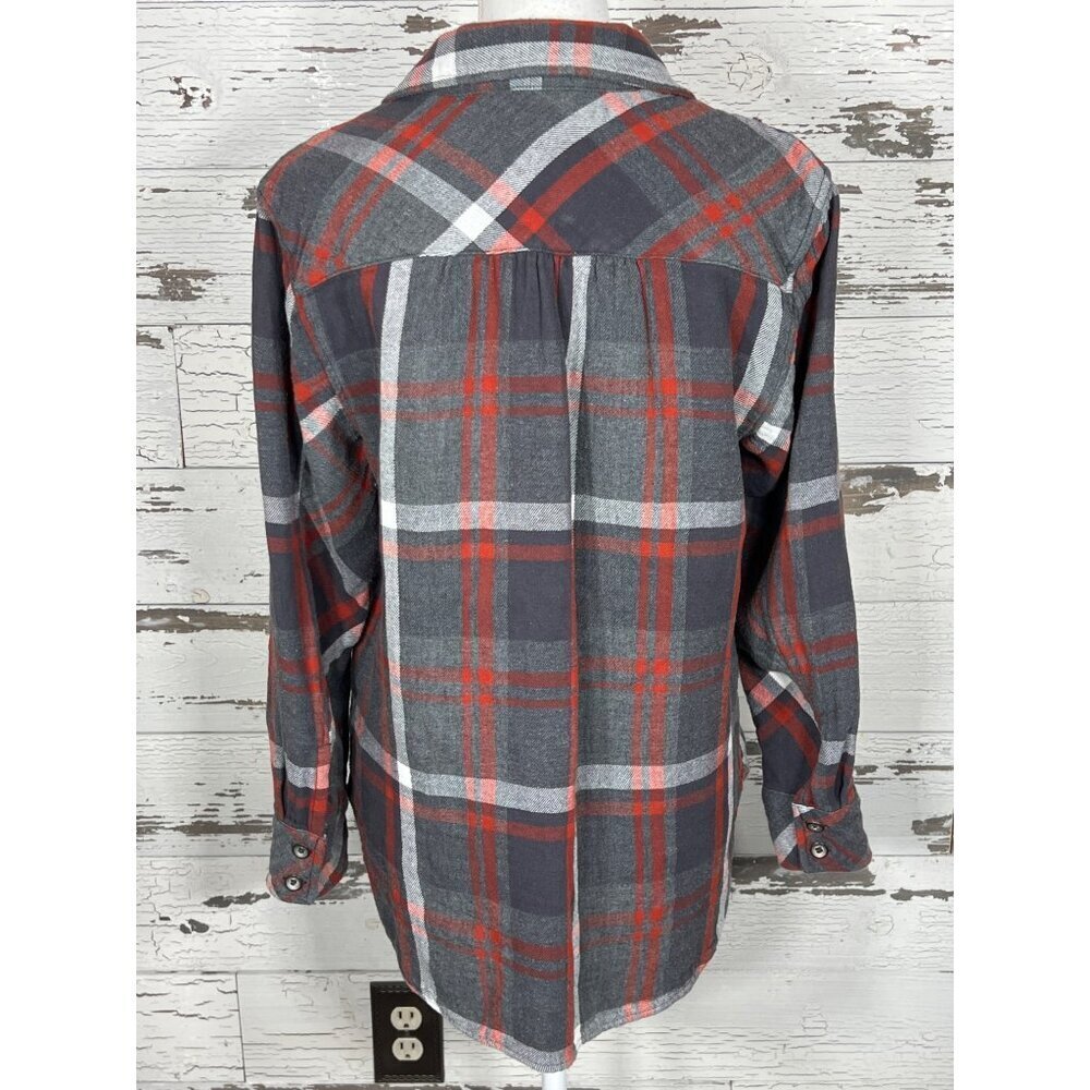 CABI Tavern Flannel Plaid Shirt Jacket Gray Red Sz M #4164 EUC - Picture 4 of 5
